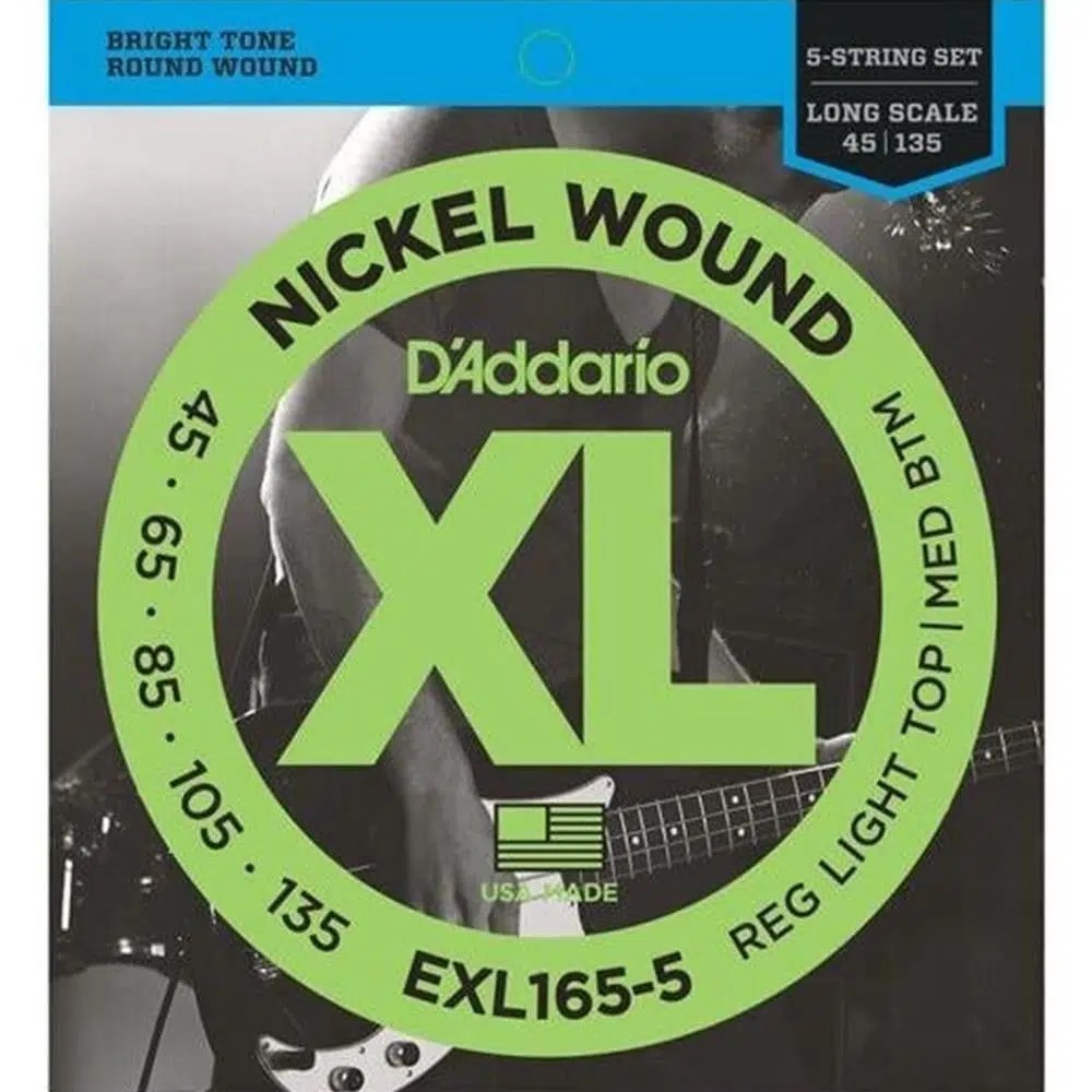 D’Addario EXL165-5 Bas Gitar Tel Seti – 5 Telli, XL Nickel Wound, 45-105, Long Scale