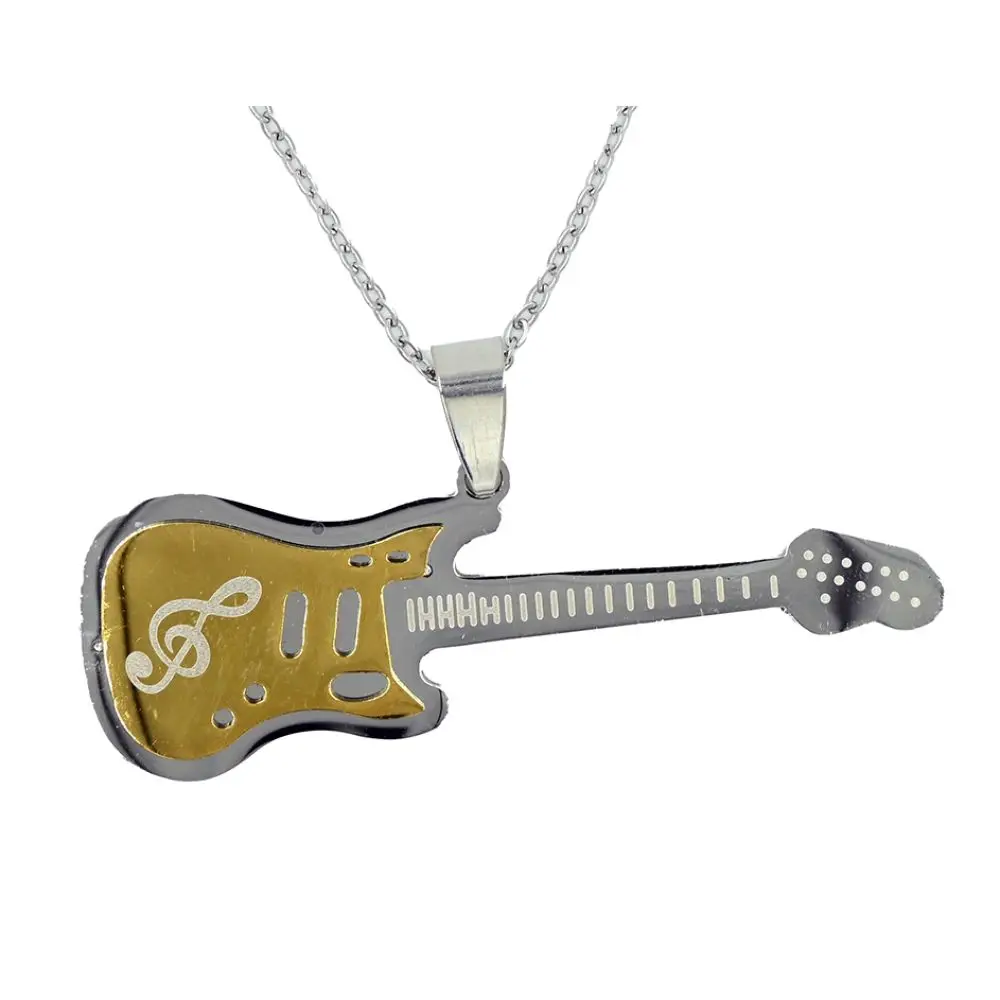 Diyez Müzik Altın Rengi ve Gümüş Detaylı Gitar Kolye Diyez Müzik Altın Rengi ve Gümüş Detaylı Gitar Kolye