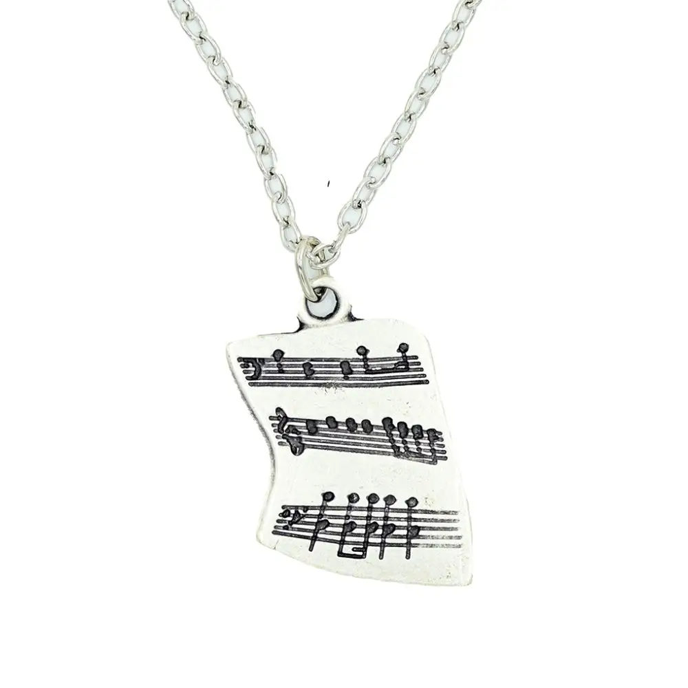 Diyez Müzik Antik Gümüş Notalı Kolye