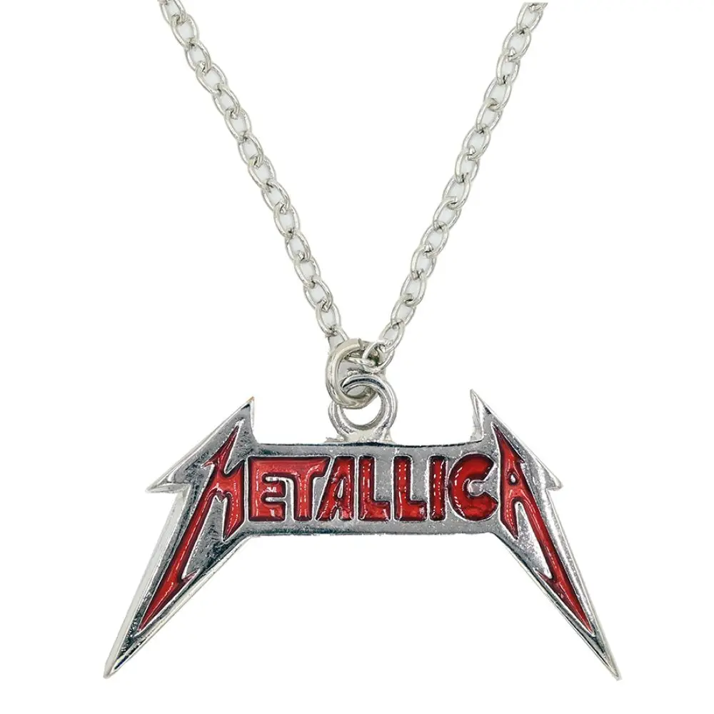 Diyez Müzik Metallica Logo Figürlü Kolye - Kırmızı Detaylı Metal Rock Aksesuarı