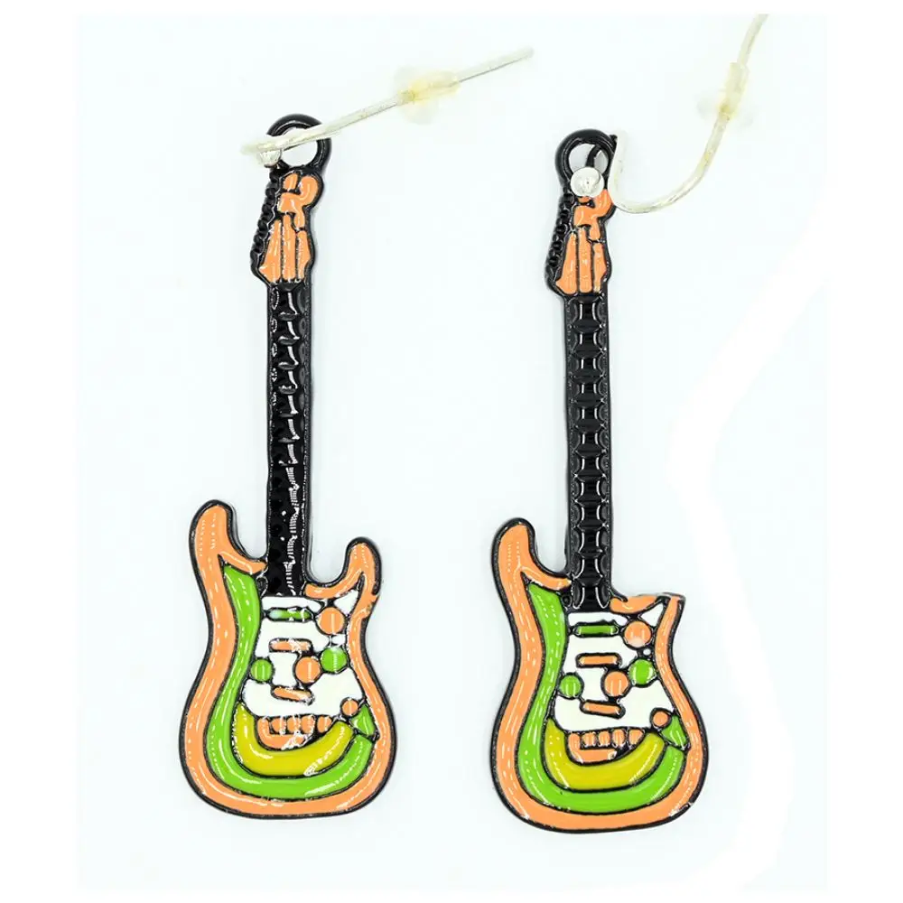 Diyez Müzik Renkli Elektrik Gitar Şeklinde Müzik Temalı Küpe