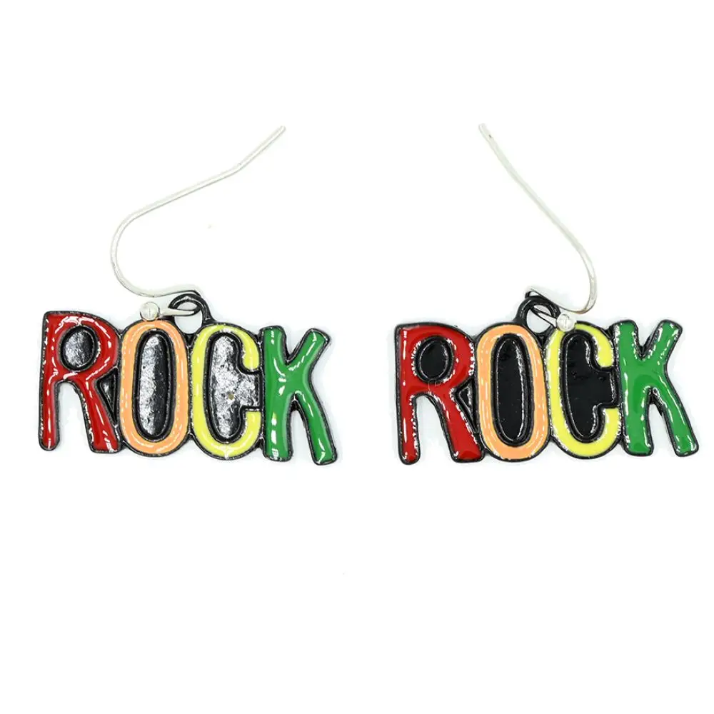 Diyez Müzik Renkli 'Rock' Yazılı Müzik Temalı Küpe Diyez Müzik Renkli 'Rock' Yazılı Müzik Temalı Küpe