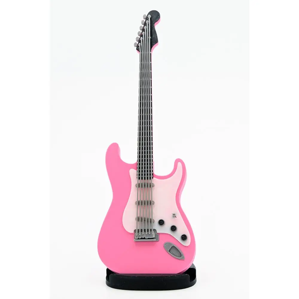 Diyez Müzik Strat Kasa Tasarım Elektro Gitar Şeklinde Standlı Biblo – Pembe/Beyaz