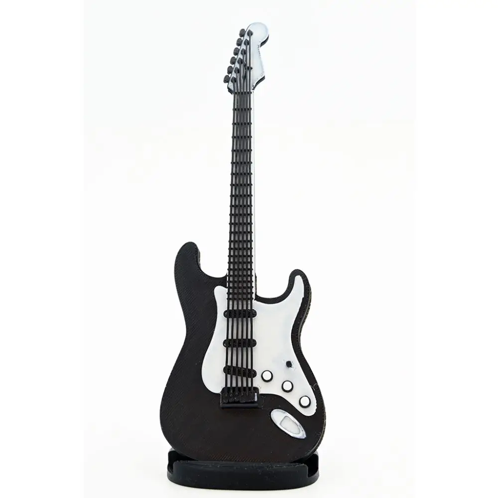 Diyez Müzik Strat Kasa Tasarım Elektro Gitar Şeklinde Standlı Biblo – Siyah/Beyaz Pickguard