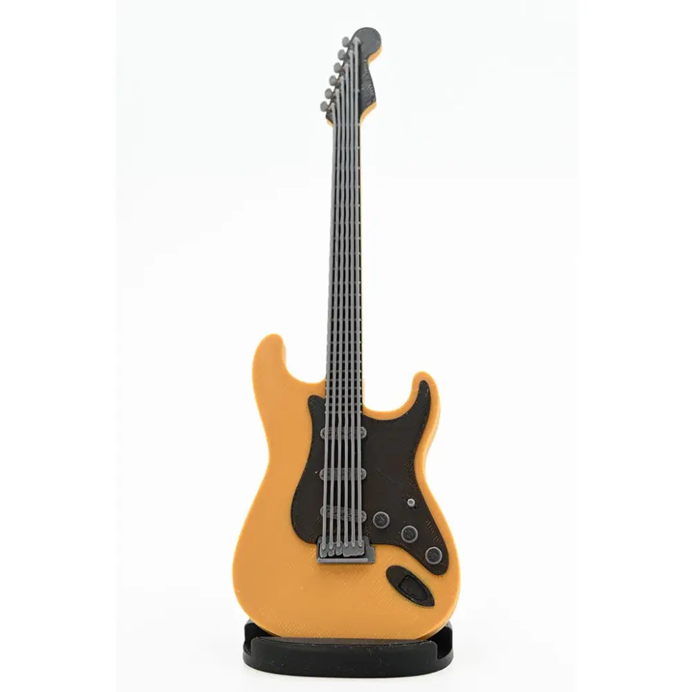 Diyez Müzik Strat Kasa Tasarım Elektro Gitar Şeklinde Standlı Biblo – Turuncu/Siyah