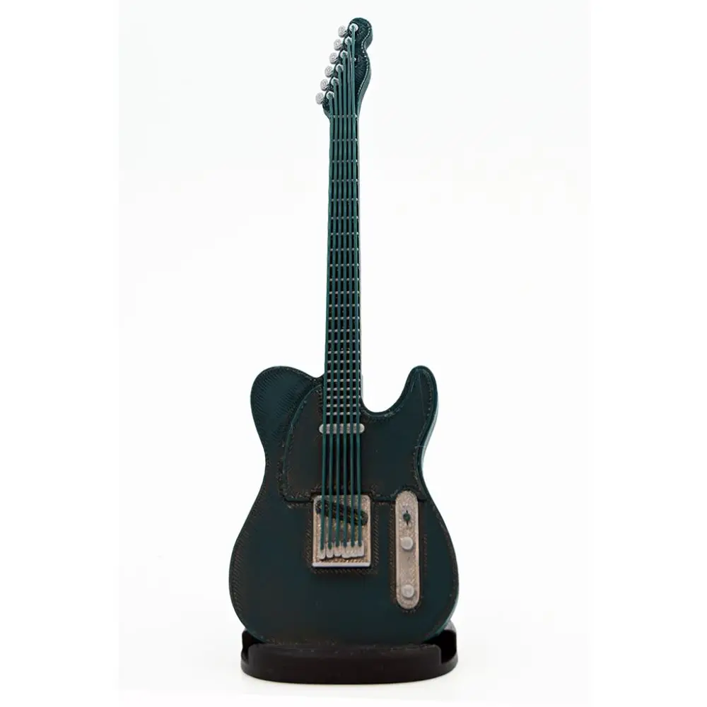 Diyez Müzik Telecaster Tarzı Yeşil Elektro Gitar Figürlü Standlı Biblo