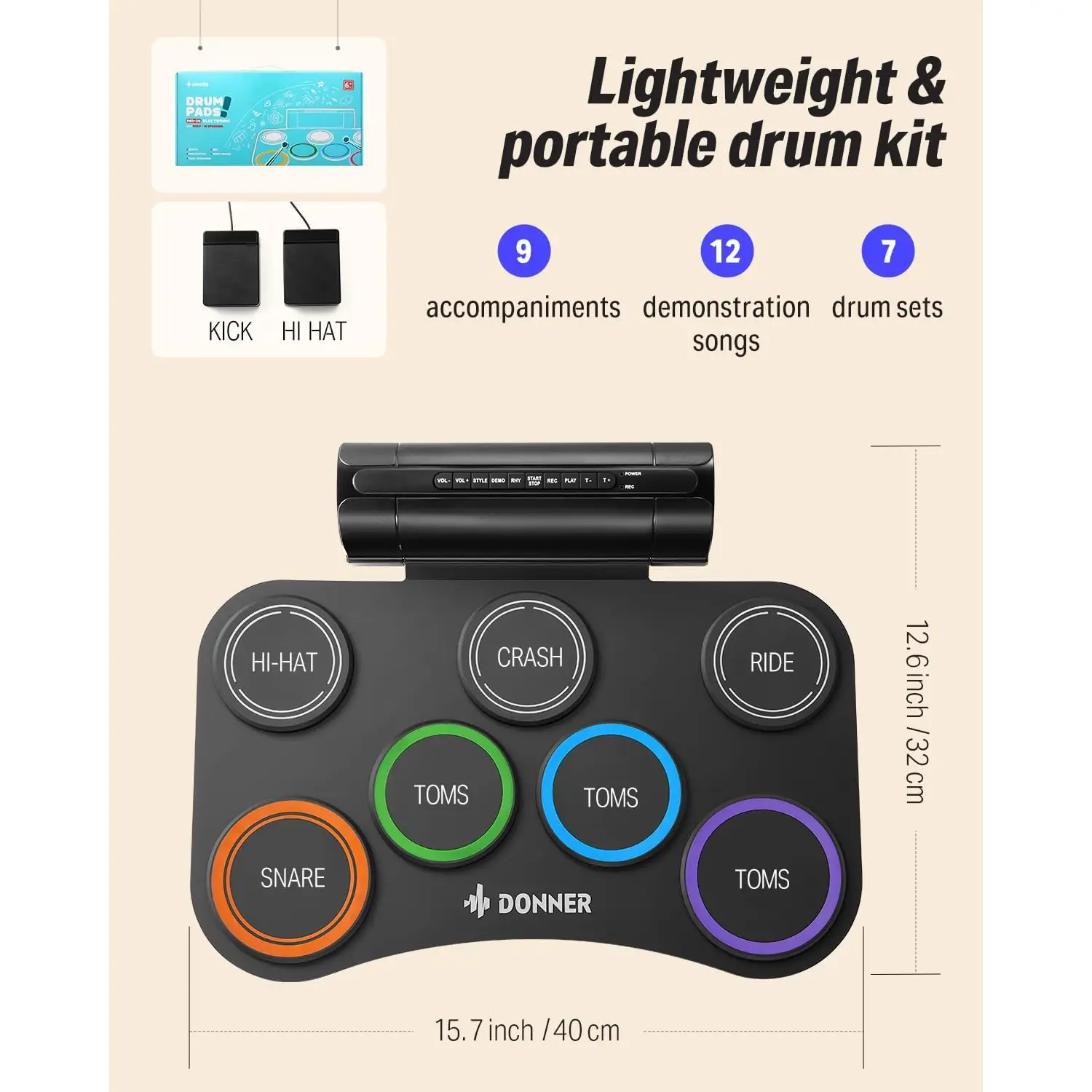 Donner DED-20R Pads Colorful Elektro Davul Donner DED-20R Pads Colorful Elektro Davul