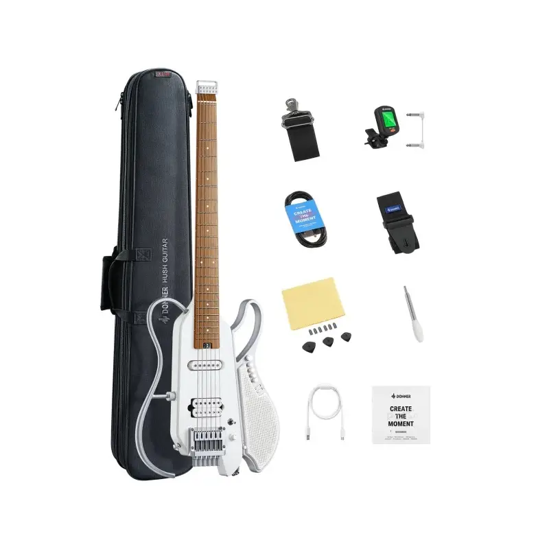 Donner HUSH X LIVE Traveller Elektro Gitar (Beyaz)