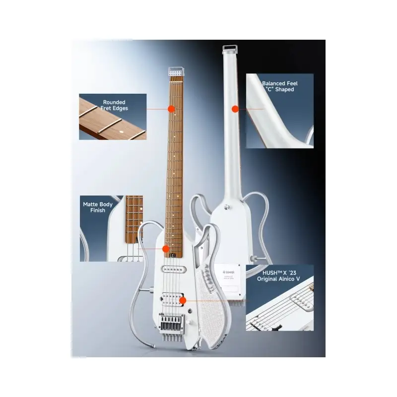 Donner HUSH X LIVE Traveller Elektro Gitar (Beyaz) Donner HUSH X LIVE Traveller Elektro Gitar (Beyaz)