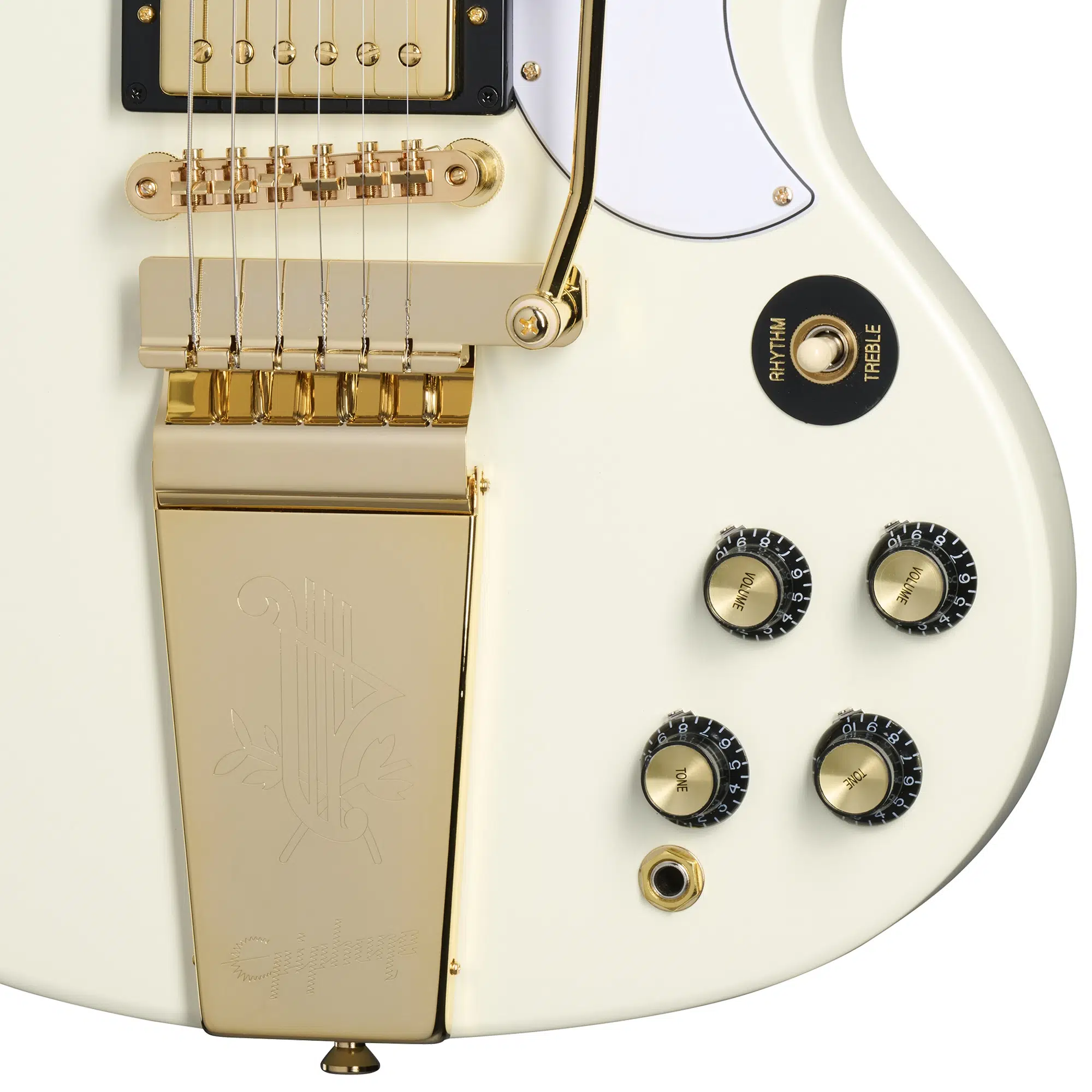 Epiphone 1963 Les Paul SG Custom Maestro Vibrola Elektro Gitar (Classic White) Epiphone 1963 Les Paul SG Custom Maestro Vibrola Elektro Gitar (Classic White)