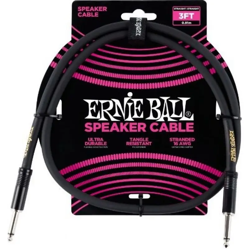 ERNIE BALL P06071 3ft Siyah Düz Hoparlör Kablosu ERNIE BALL P06071 3ft Siyah Düz Hoparlör Kablosu