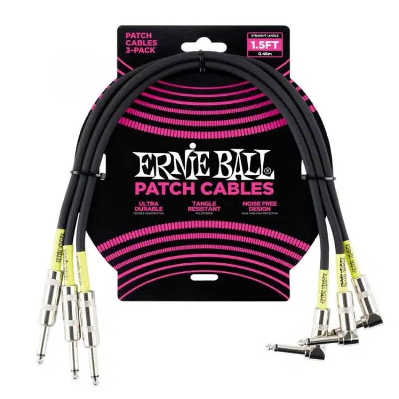 ERNIE BALL P06076 Düz / L Uç Siyah Yeşil Desenli 3lü Paket Patch Kablo ERNIE BALL P06076 Düz / L Uç Siyah Yeşil Desenli 3lü Paket Patch Kablo
