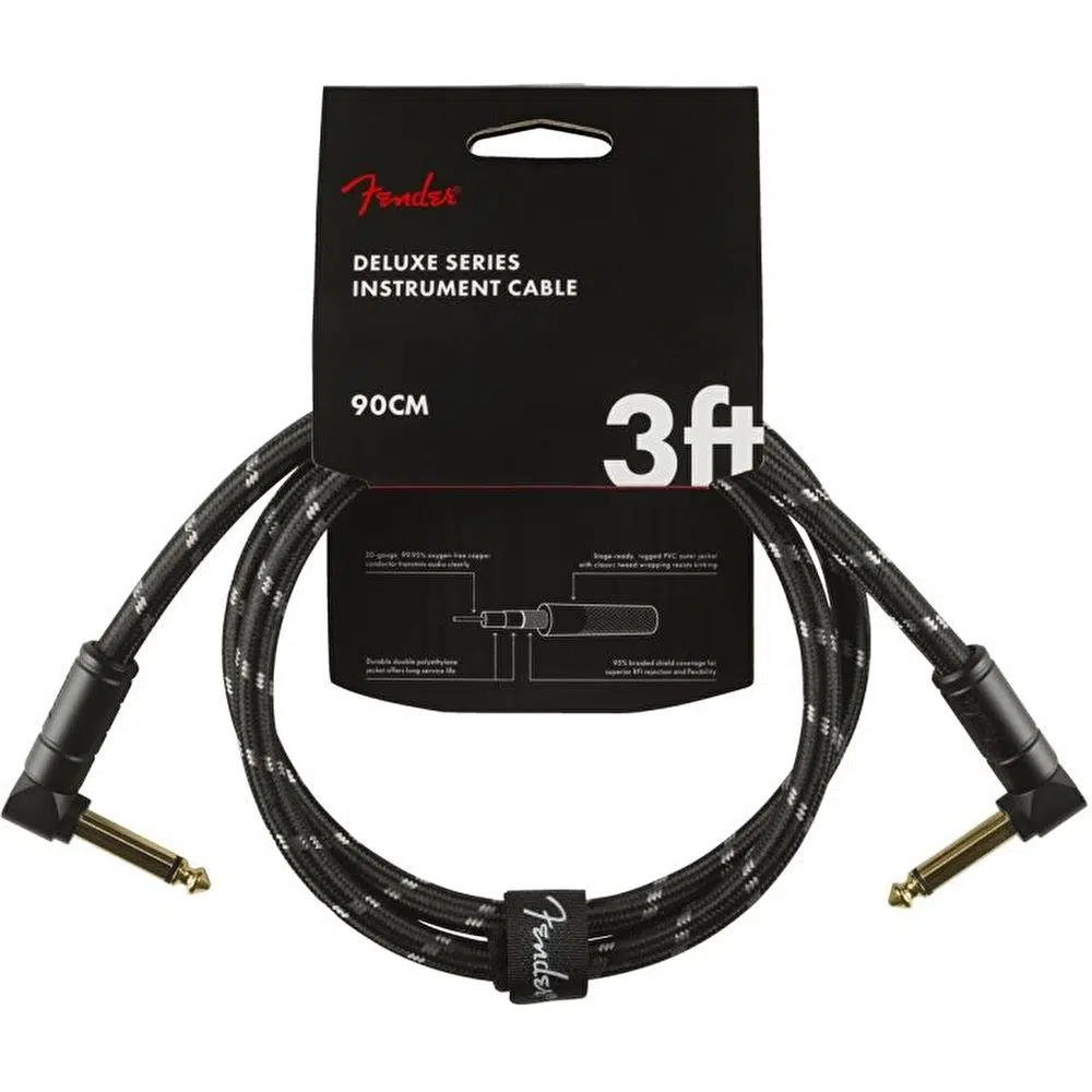 Fender Deluxe L/L Uçlu 90cm Siyah Tweed Patch Kablosu Fender Deluxe L/L Uçlu 90cm Siyah Tweed Patch Kablosu