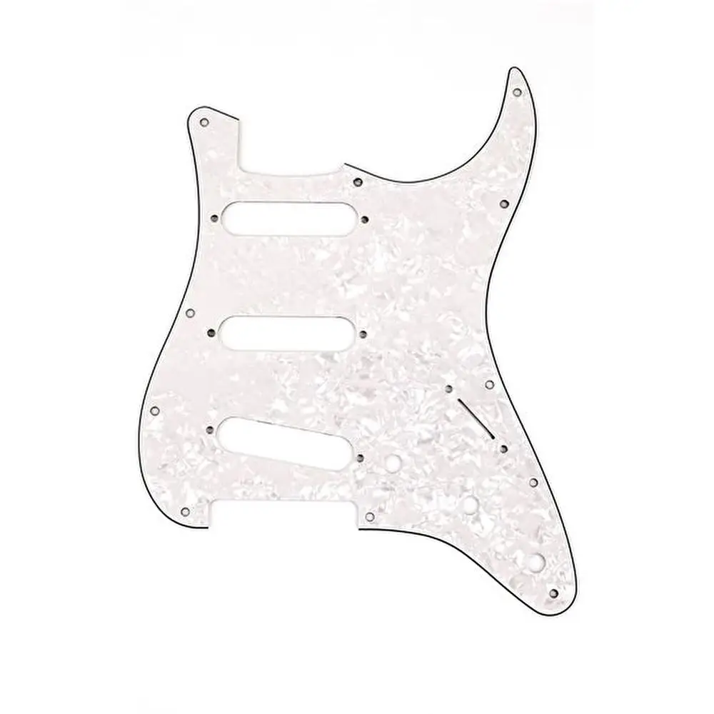 Fender Pickguard Stratocaster S/S/S 11-Hole Mount White Pearl 4-Ply Pickguard Fender Pickguard Stratocaster S/S/S 11-Hole Mount White Pearl 4-Ply Pickguard