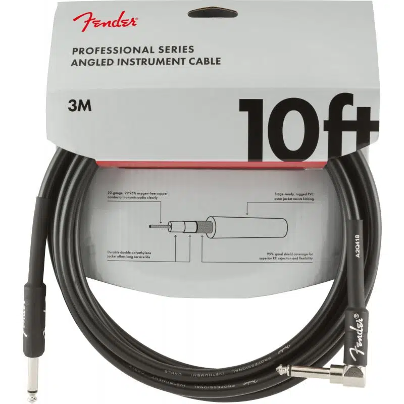 Fender Professional Düz/L Uçlu 3m Siyah Enstrüman Kablosu