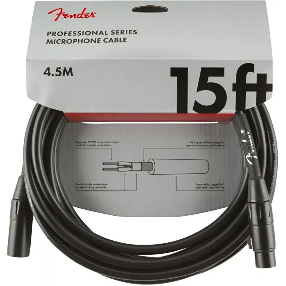 Fender Professional 4m Siyah Mikrofon Kablosu Fender Professional 4m Siyah Mikrofon Kablosu