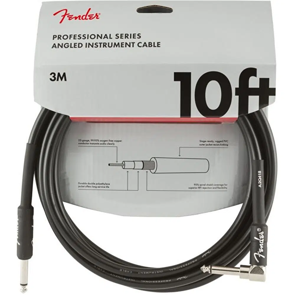 Fender Professional Düz/L Uçlu 3m Siyah Enstrüman Kablosu Fender Professional Düz/L Uçlu 3m Siyah Enstrüman Kablosu