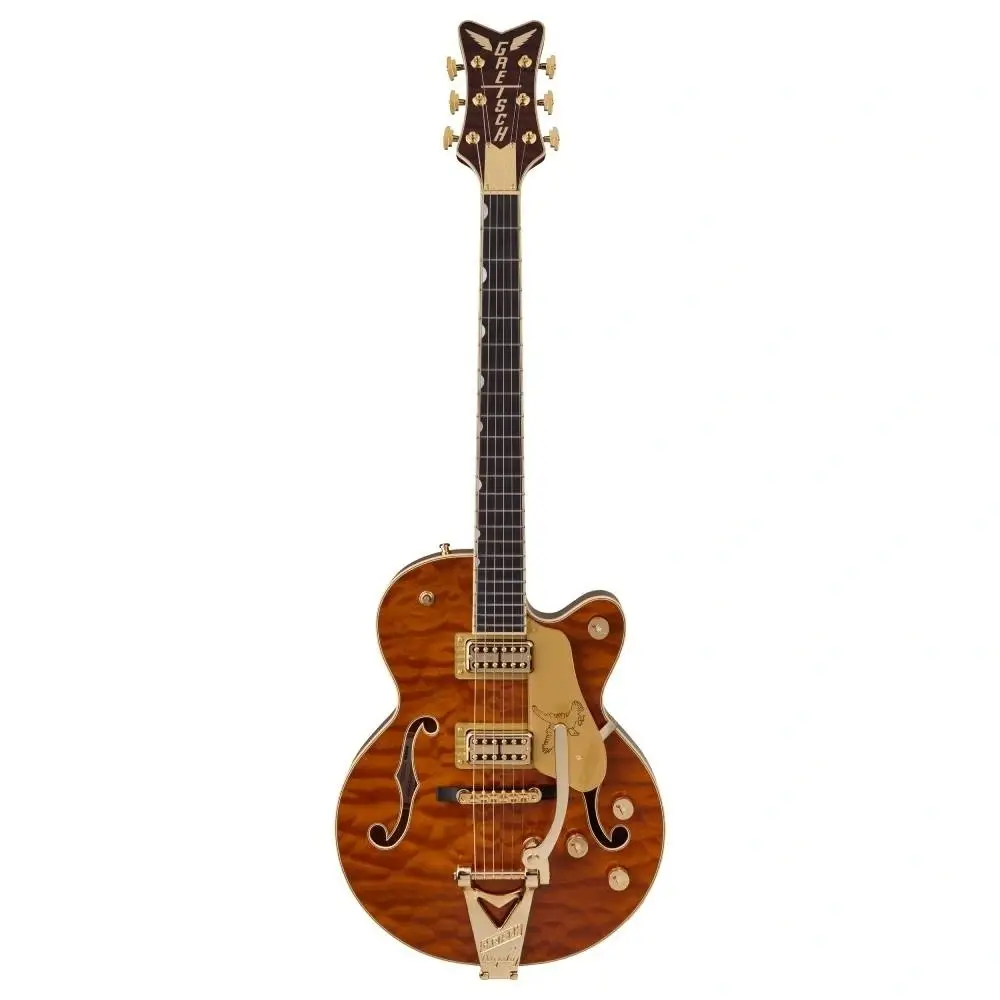 Gretsch Limited Edition Falcon Centerblock Jr Bigsby Quilted Maple Abanoz Klavye Roundup Orange Elektro Gitar
