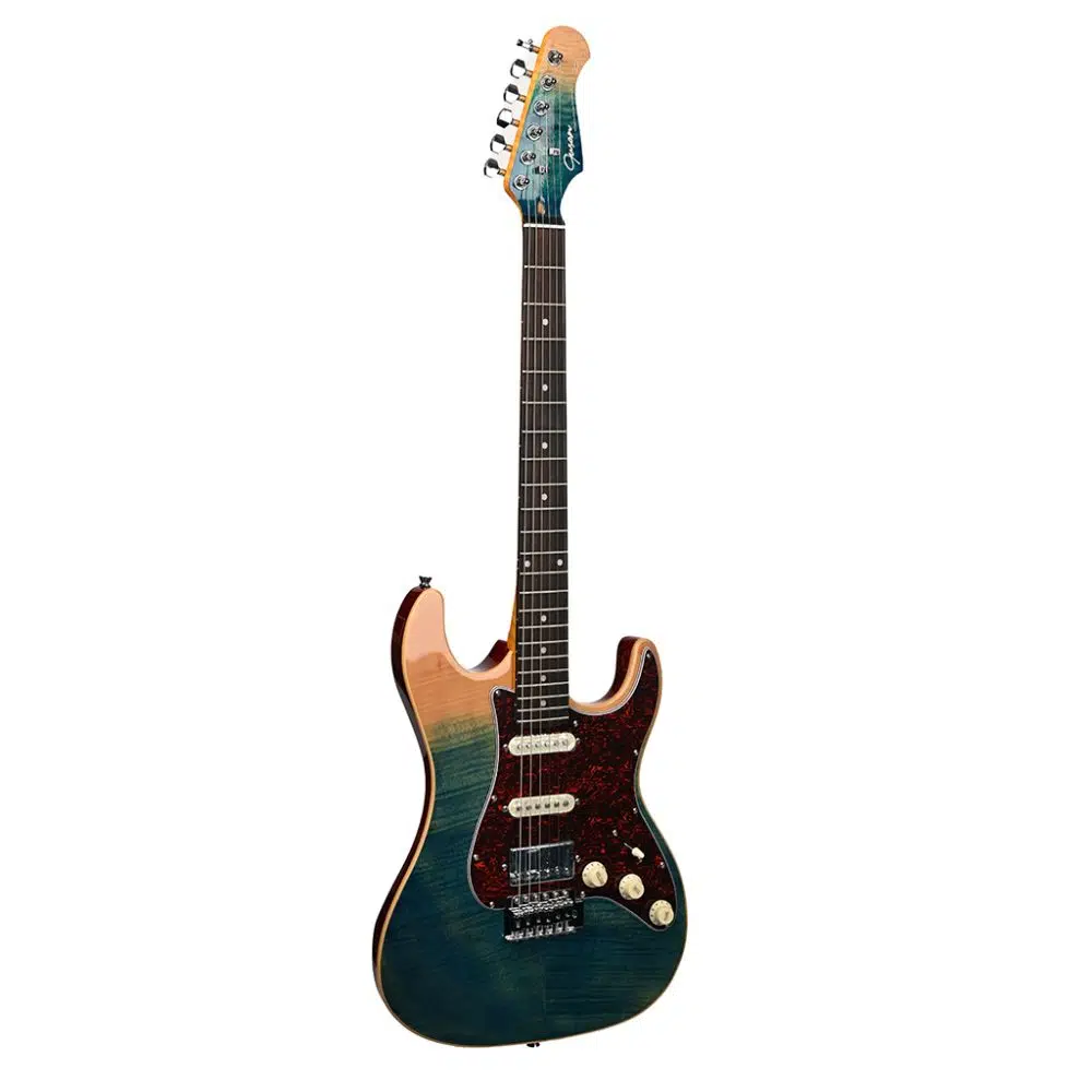 Guson SuperStrat HSS Elektro Gitar Quilted Blue Burst