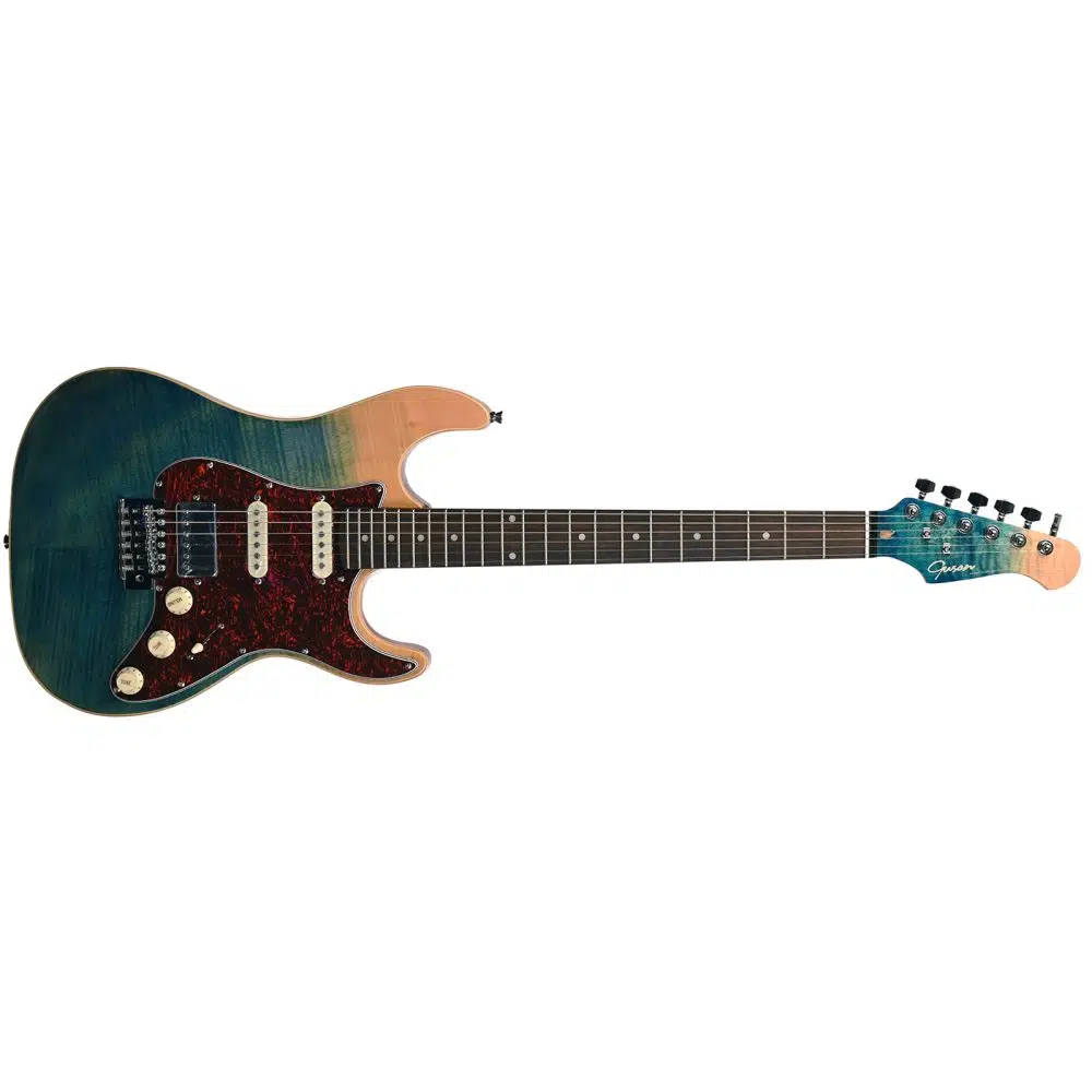 Guson SuperStrat HSS Elektro Gitar Quilted Blue Burst Guson SuperStrat HSS Elektro Gitar Quilted Blue Burst