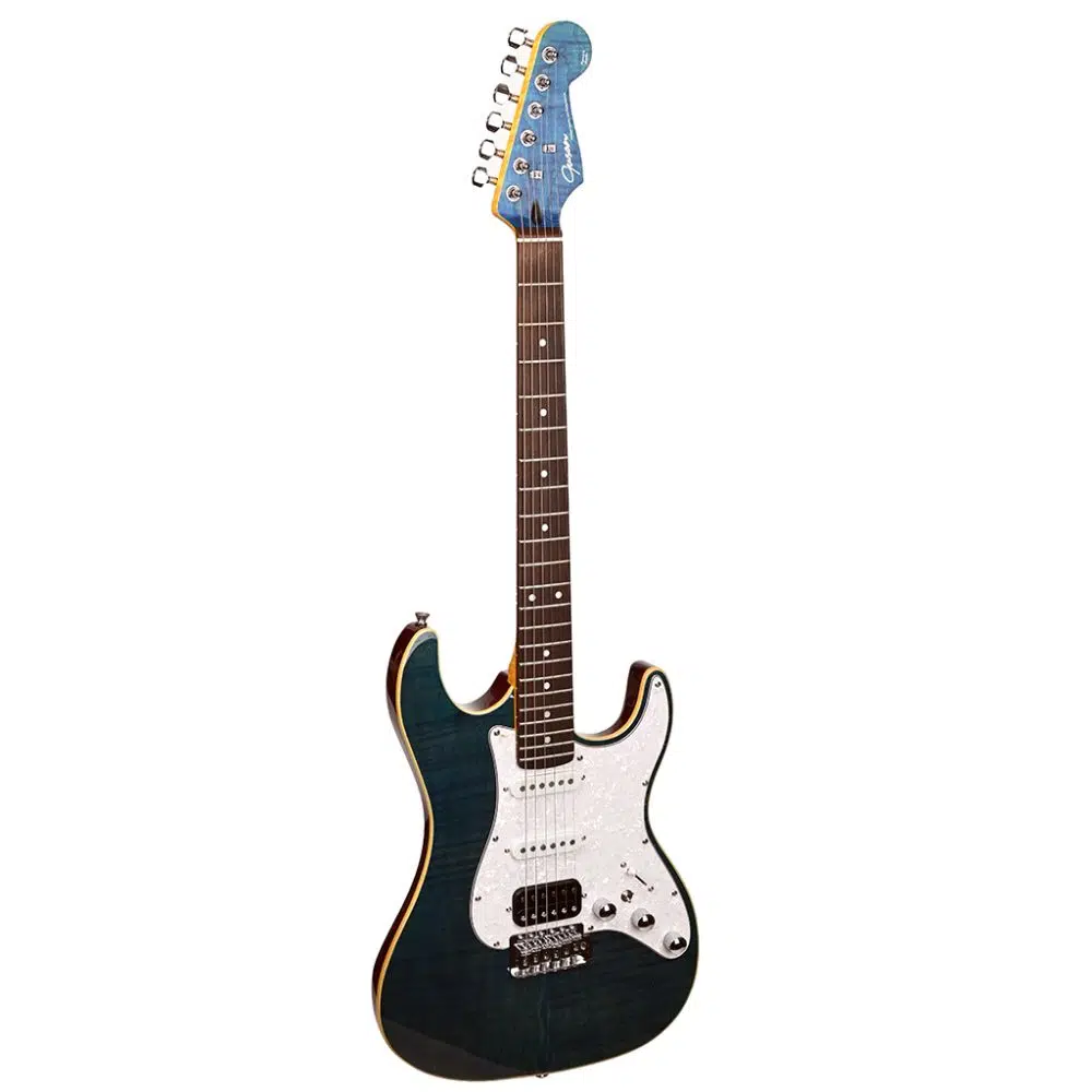 Guson SuperStrat HSS Elektro Gitar Quilted Mavi