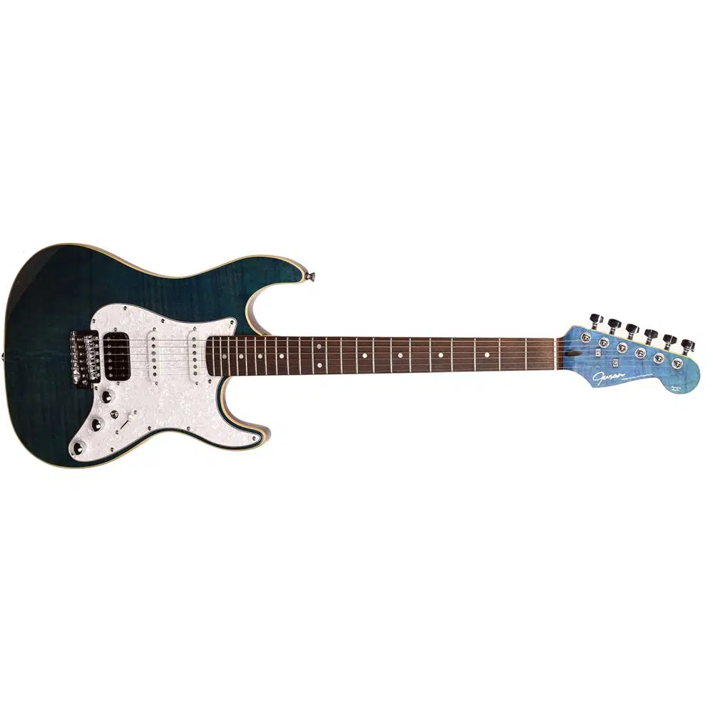 Guson SuperStrat HSS Elektro Gitar Quilted Mavi Guson SuperStrat HSS Elektro Gitar Quilted Mavi
