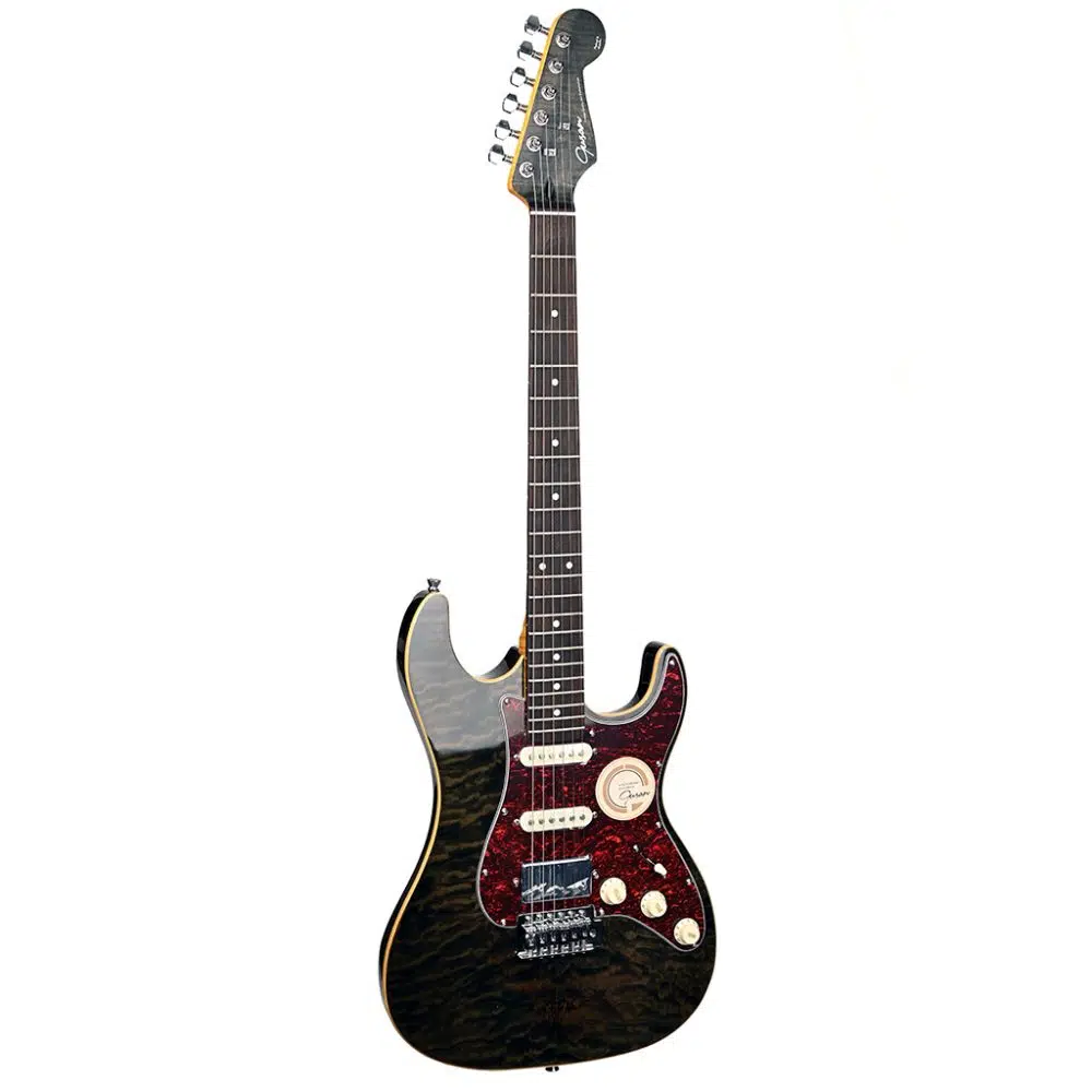 Guson SuperStrat HSS Elektro Gitar Quilted Siyah