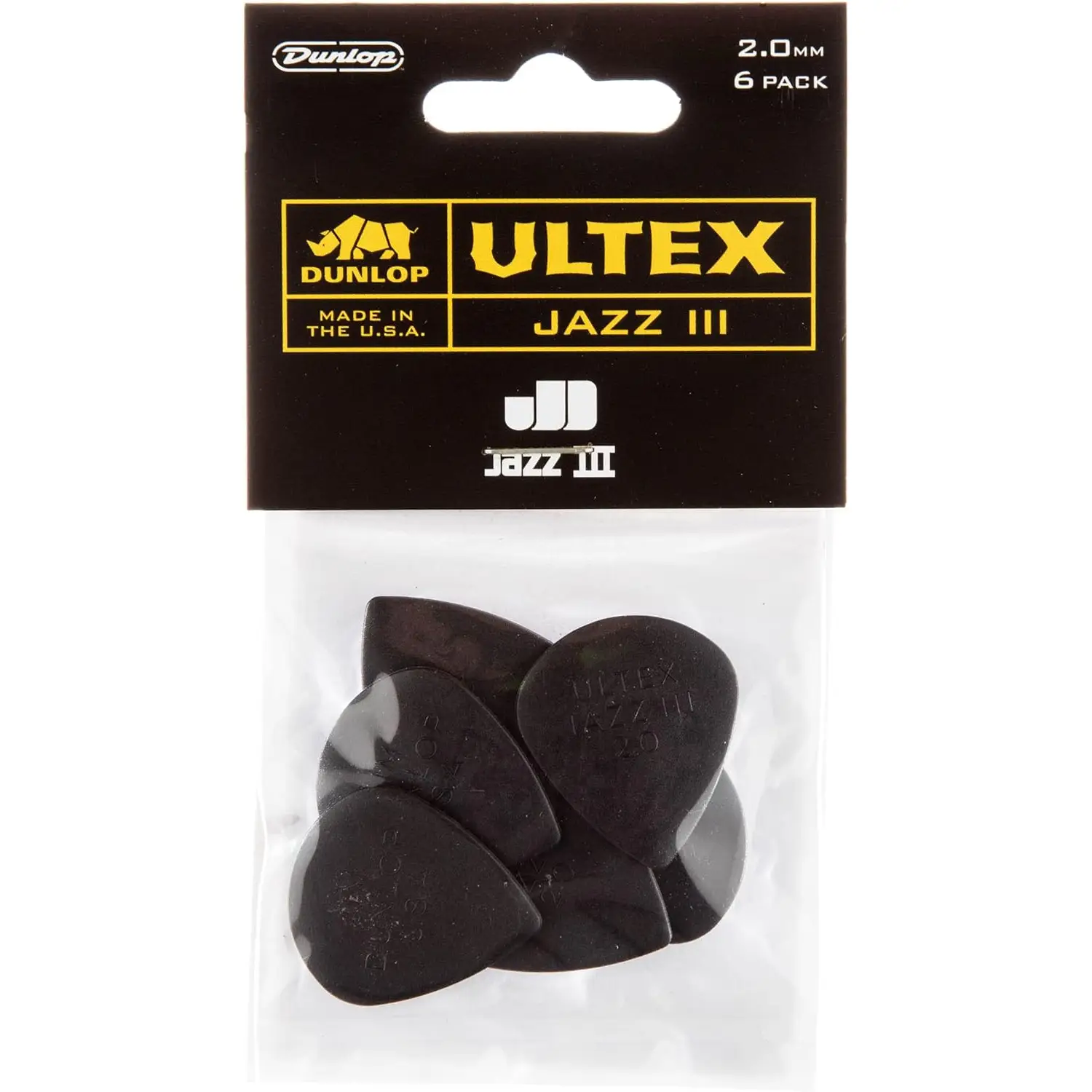 Jim Dunlop 427P2.0 Ultex Jazz III 6'lı Paket Pena (2.00 mm)