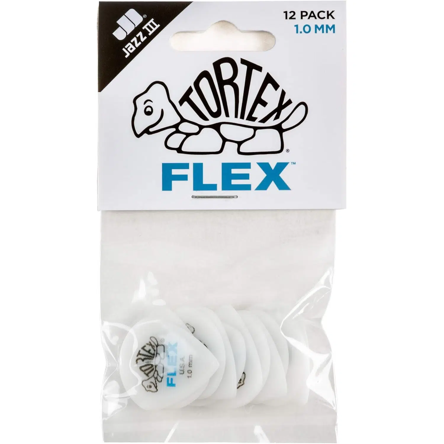 Jim Dunlop 468P100 Tortex Flex Jazz III 12'li Paket Pena (1.00 mm)