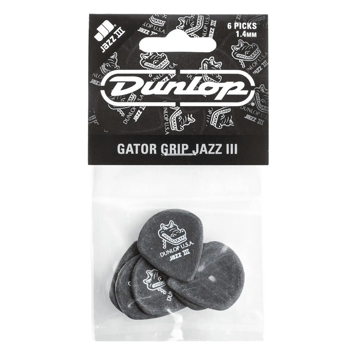 Jim Dunlop 571P140 Gator Grip Jazz III 6'lı Paket Pena