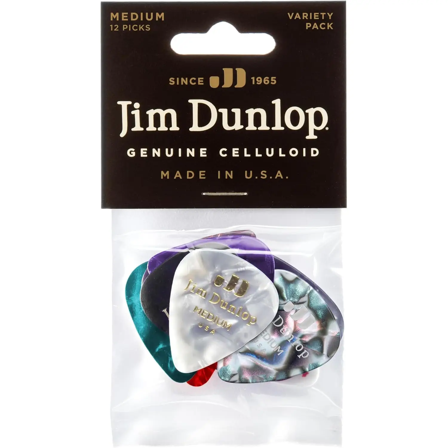 Jim Dunlop PVP106 Celluloid Medium Pick Variety 12'li Paket Pena