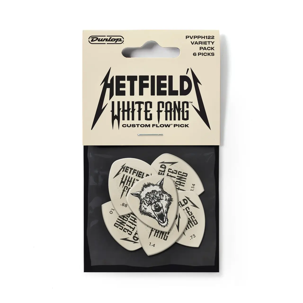 Jim Dunlop PVPPH122 Hetfield's White Fang Custom 6'lı Paket Pena