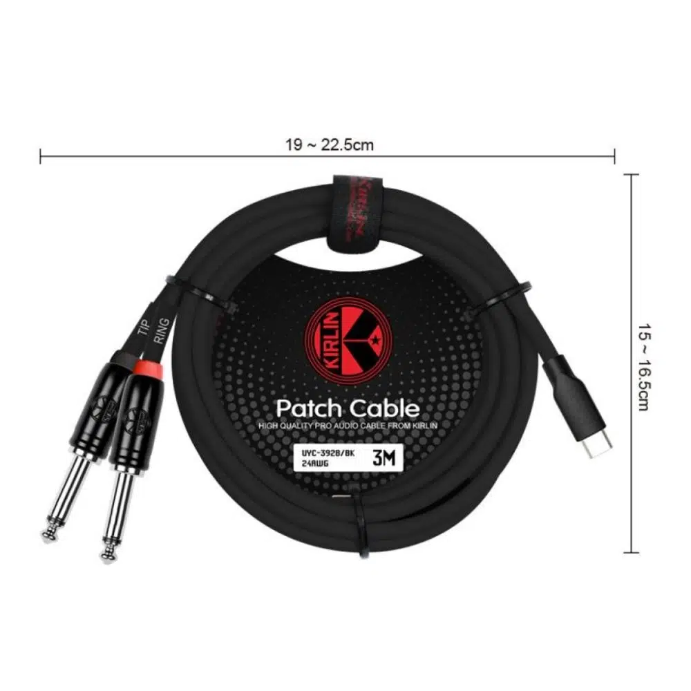 Kirlin Cable UYC-392B 5MT BK – Y-Patch Kablosu (Type-C → 2 × 1/4″ Mono) Kirlin Cable UYC-392B 5MT BK – Y-Patch Kablosu (Type-C → 2 × 1/4″ Mono)