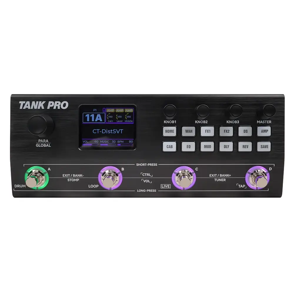 M-VAVE TANK-PRO Gitar / Bas Multi Efekt Prosesörü (Siyah)