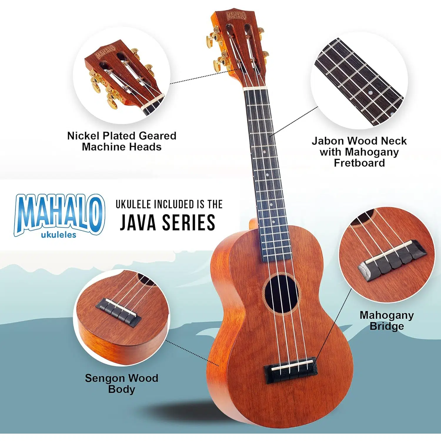 Mahalo MJ2TBRK Java Series Concert Ukulele Seti (Trans. Brown) Mahalo MJ2TBRK Java Series Concert Ukulele Seti (Trans. Brown)