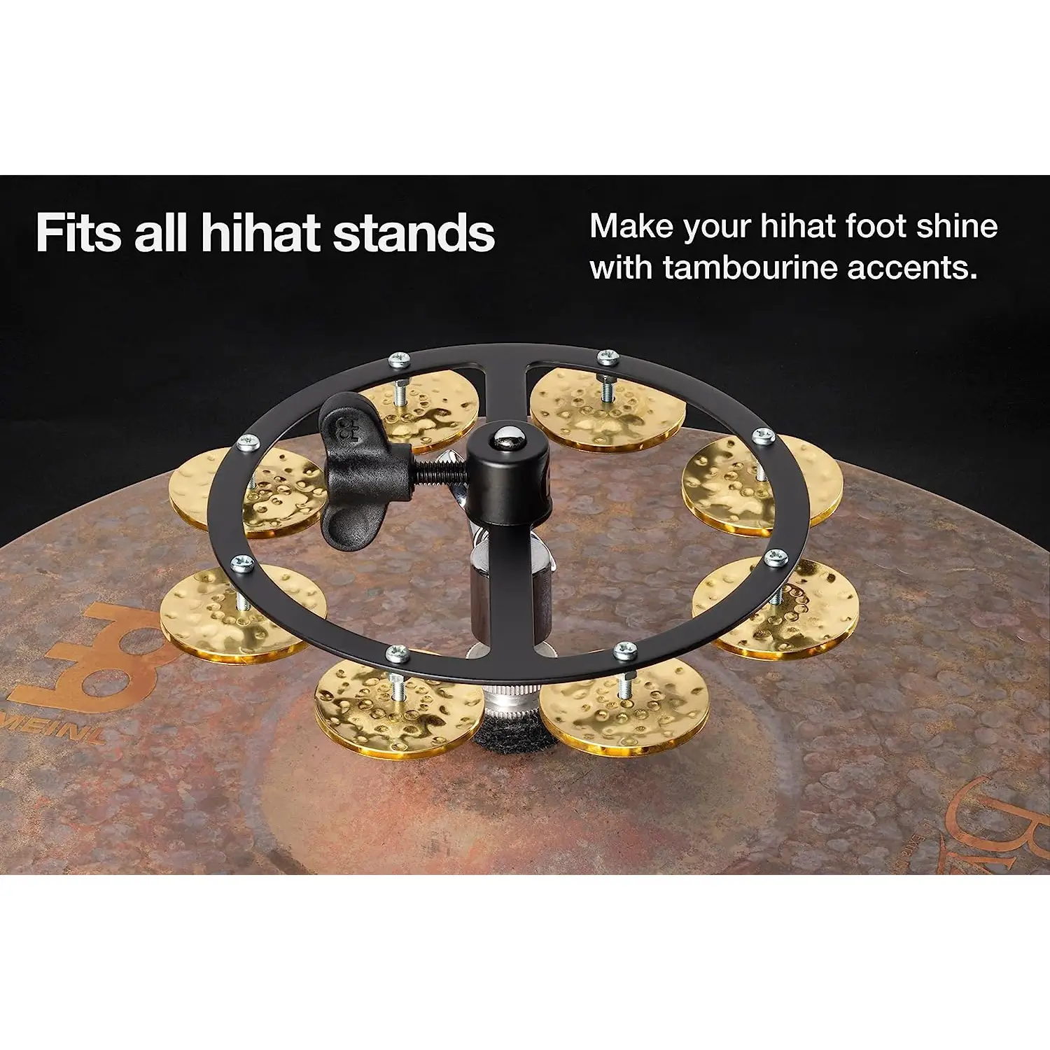 Meinl HTHH1B-BK Hihat 1 Row Hammered Brass Jingles Tamburin (Siyah) Meinl HTHH1B-BK Hihat 1 Row Hammered Brass Jingles Tamburin (Siyah)