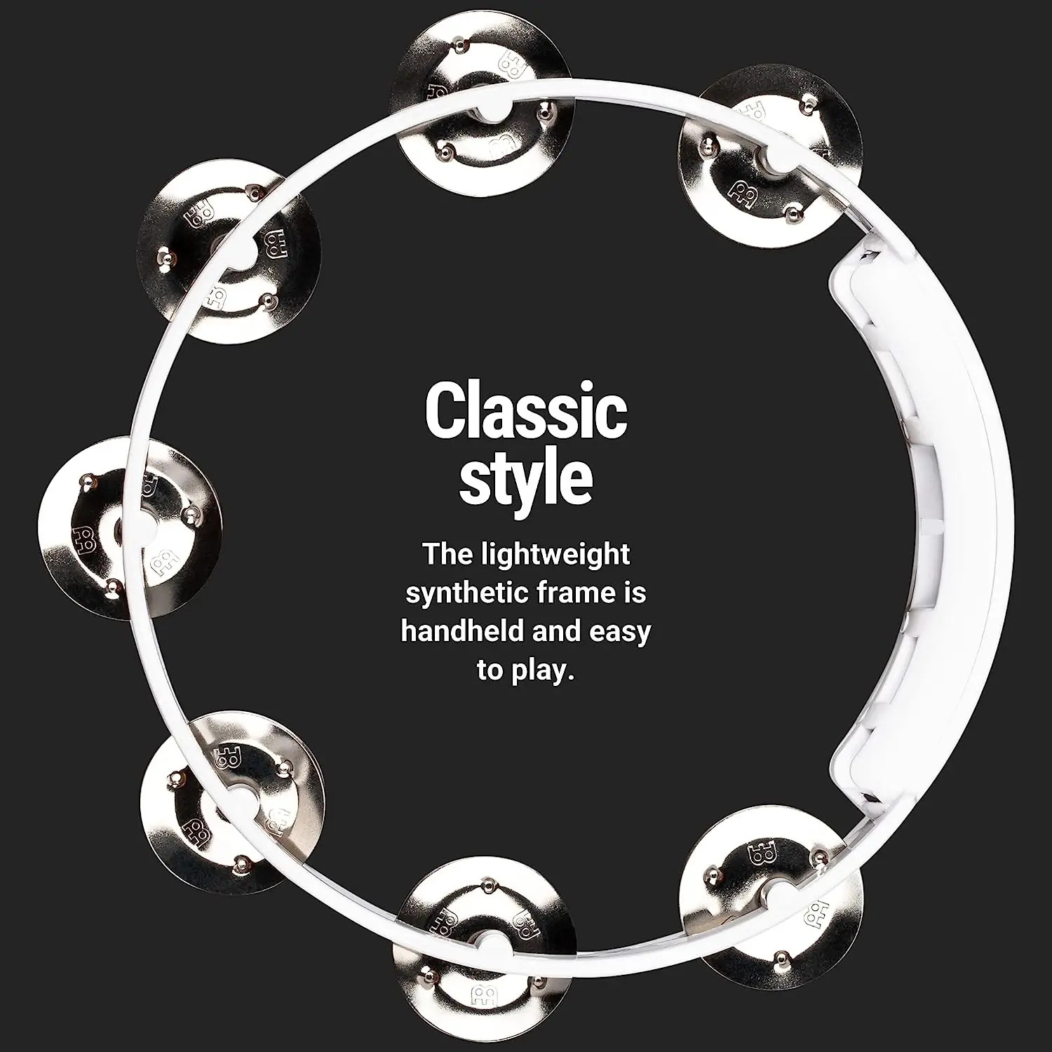 Meinl HTT8WH Stainless Steel Jingle 1-row 8" Tour Tamburin (Beyaz) Meinl HTT8WH Stainless Steel Jingle 1-row 8" Tour Tamburin (Beyaz)