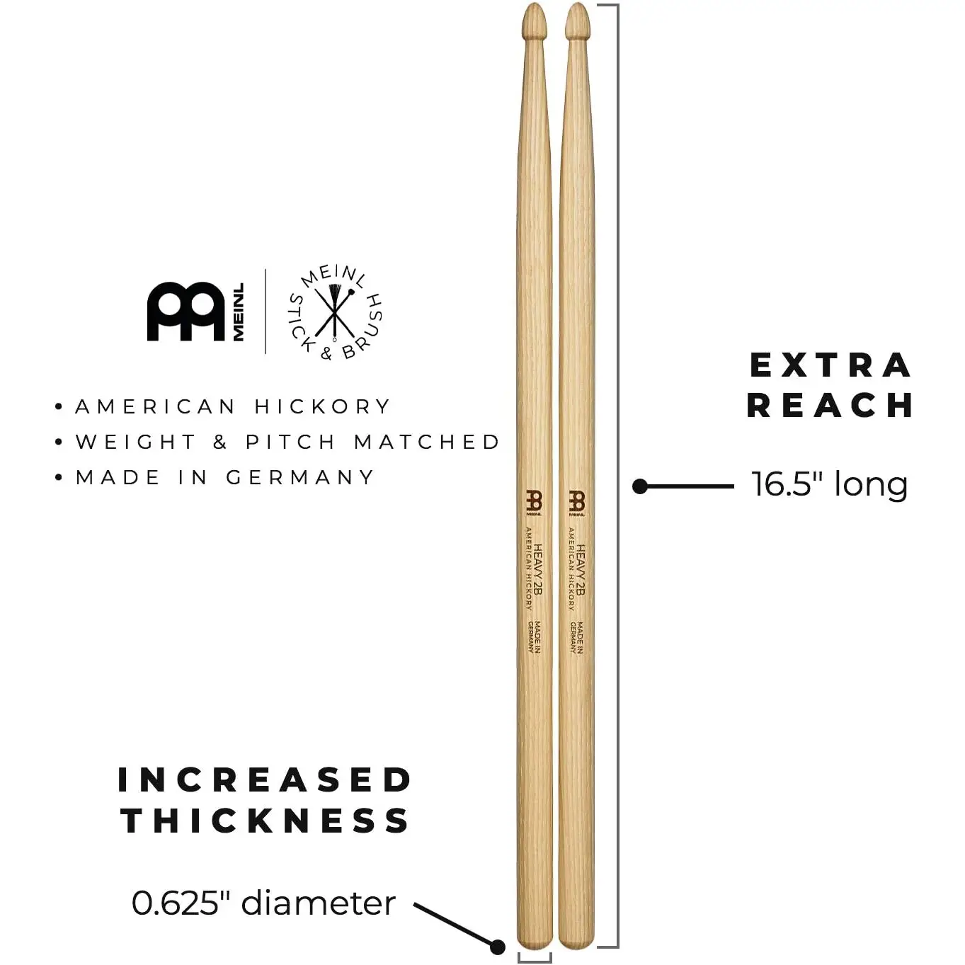 Meinl SB110 Hickory Acorn Wood Tip 2B Baget Meinl SB110 Hickory Acorn Wood Tip 2B Baget