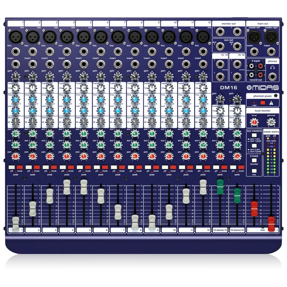 Midas DM16 16 Girişli Analog Canlı ve Stüdyo Mikseri