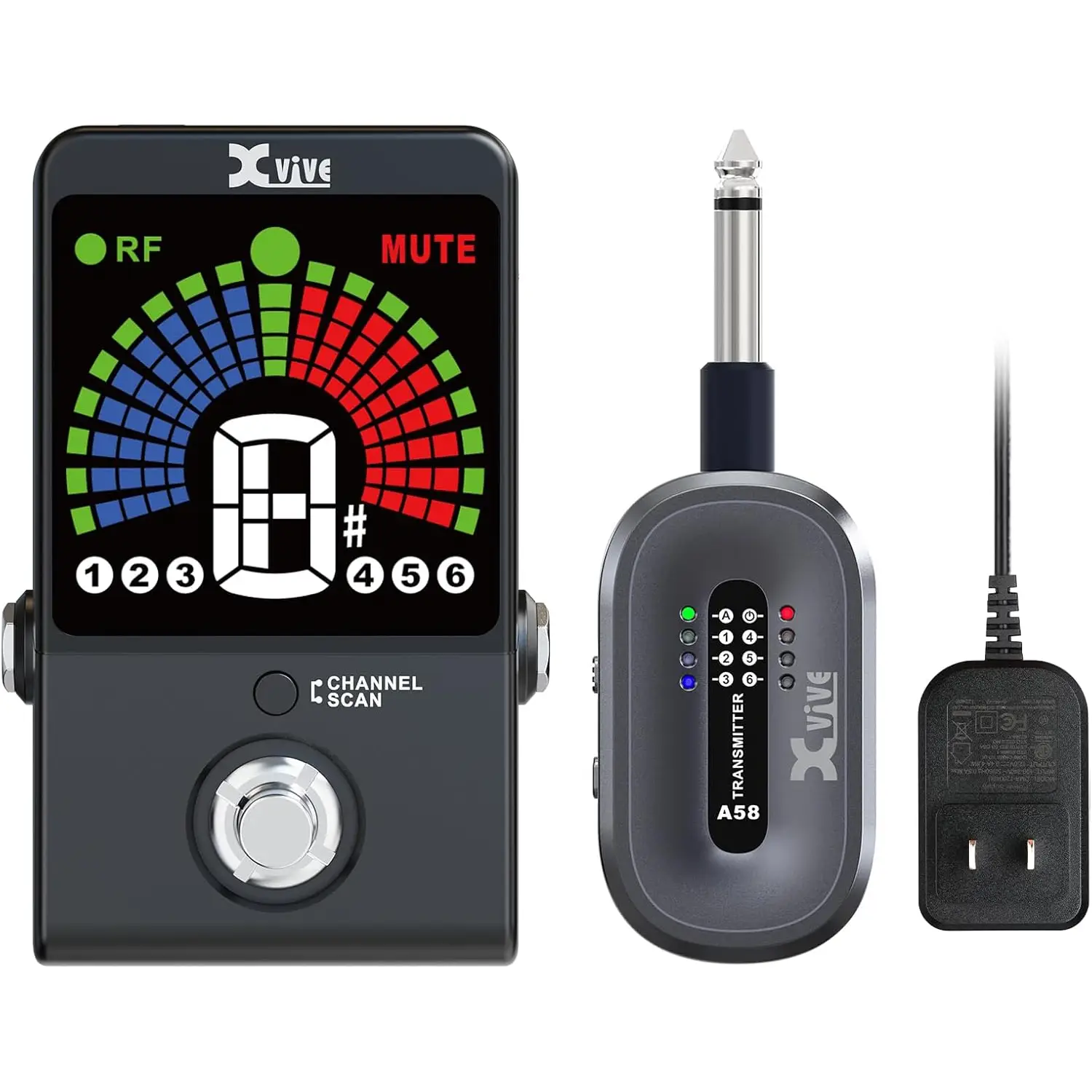 Xvive XV-P58 Akort Aletli Receiver Pedallı 5.8GHZ Kablosuz Gitar Bağlantı Sistemi - Siyah