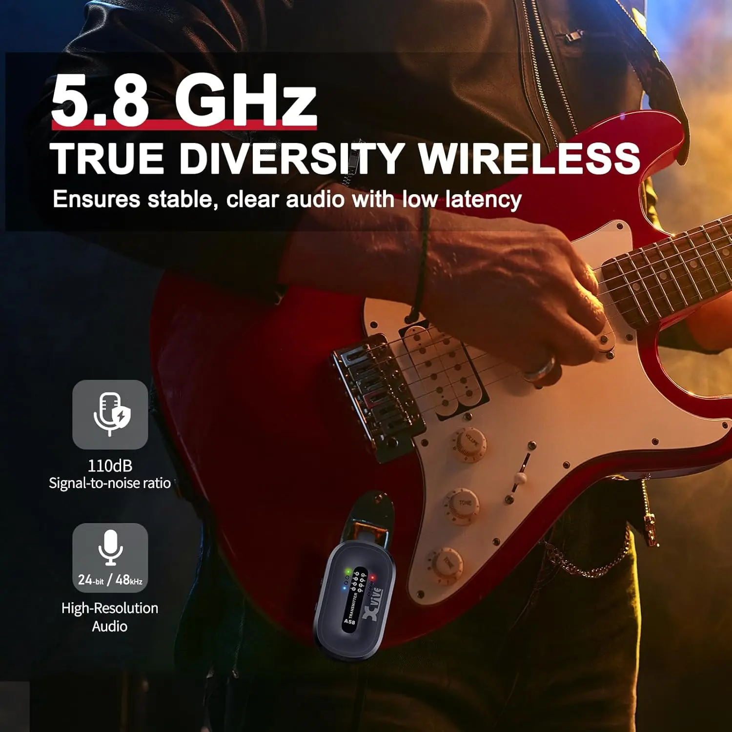 Xvive XV-P58 Akort Aletli Receiver Pedallı 5.8GHZ Kablosuz Gitar Bağlantı Sistemi - Siyah Xvive XV-P58 Akort Aletli Receiver Pedallı 5.8GHZ Kablosuz Gitar Bağlantı Sistemi - Siyah