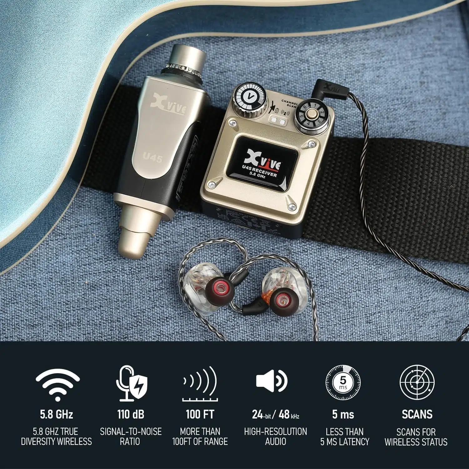 Xvive XV-U45R4 4 Alıcı + 1 Vericili Kablosuz In-Ear Monitör Sistemi Xvive XV-U45R4 4 Alıcı + 1 Vericili Kablosuz In-Ear Monitör Sistemi