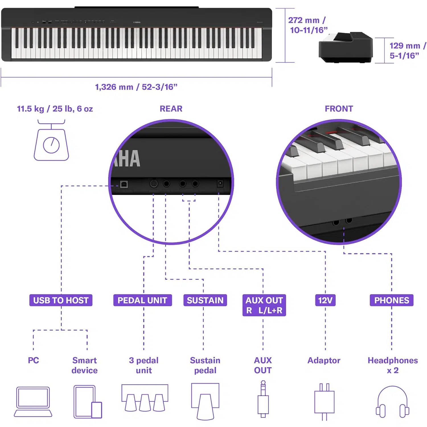 Yamaha P-225B 88-Tuşlu Dijital Piyano (Siyah) Yamaha P-225B 88-Tuşlu Dijital Piyano (Siyah)