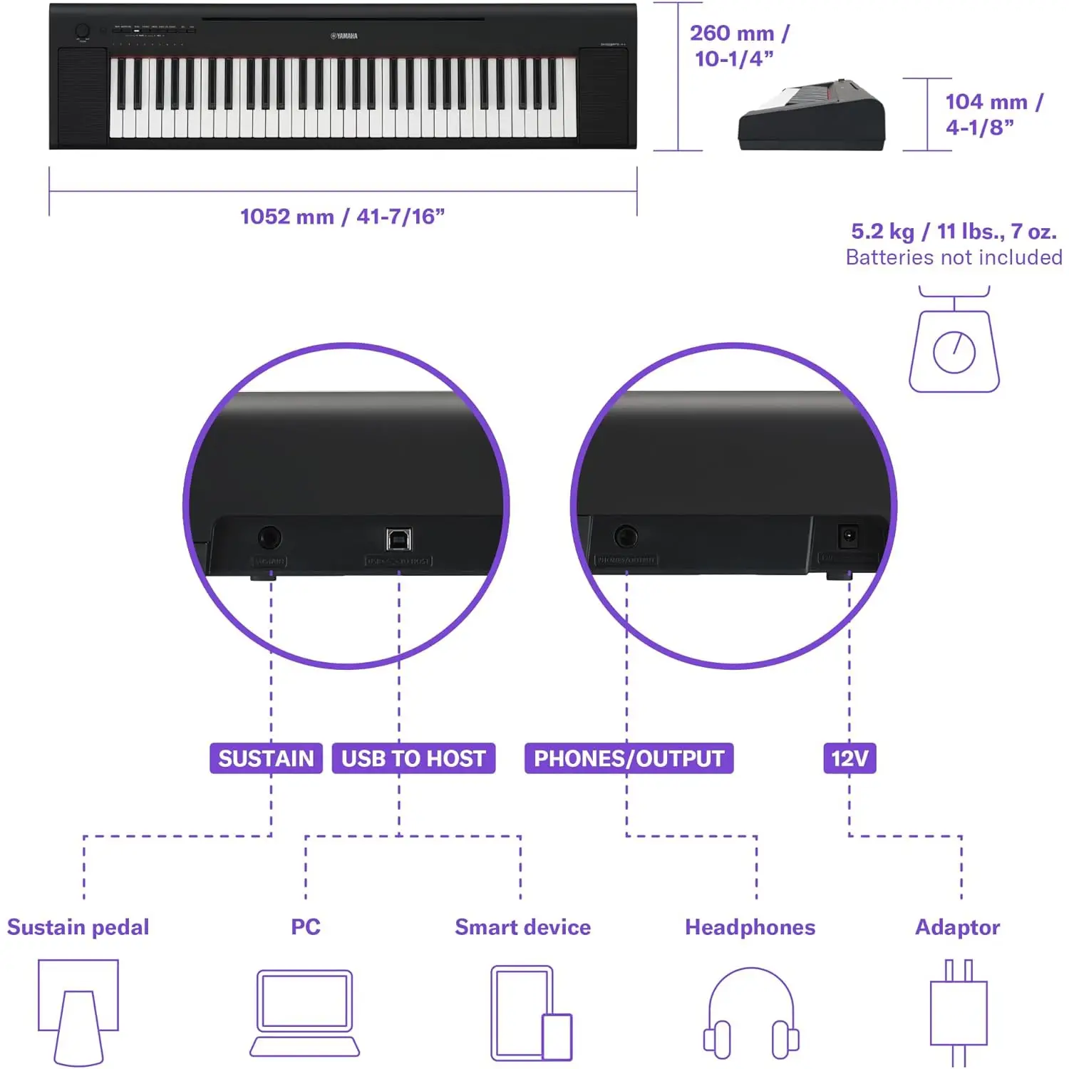 Yamaha Piaggero NP-15 61-Tuşlu Eğitim Klavyesi (Beyaz) Yamaha Piaggero NP-15 61-Tuşlu Eğitim Klavyesi (Beyaz)